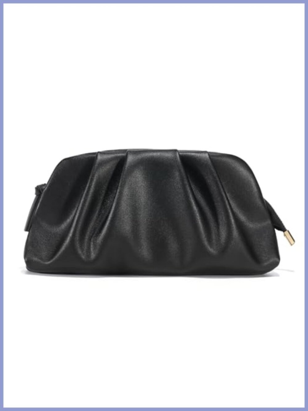 Pleated Vegan Leather Clutch Crossbody Evening Bag with Chain Strap